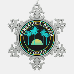 Pensacola Beach Florida Schneeflocken Zinn-Ornament
