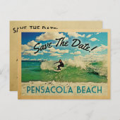 Pensacola Beach Save the Date Florida Surfing Ankündigungspostkarte (Vorne/Hinten)