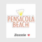 Pensacola Beach Typografisches Design mit Sonnenmo Aufkleber (Blatt)