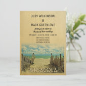 Pensacola Beach Vintage Hochzeit Einladung (Stehend Vorderseite)