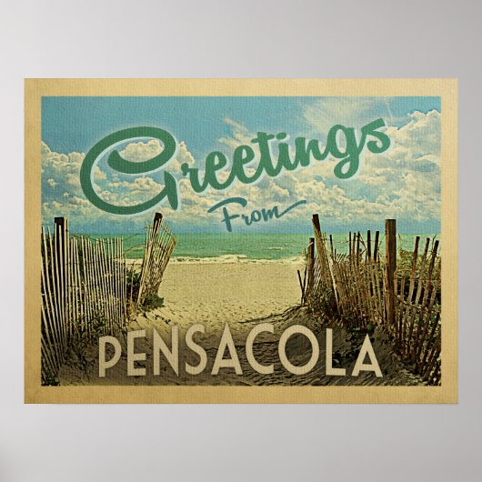 Pensacola Beach Vintage Travel Poster (Vorne)