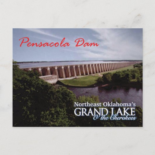 Pensacola Dam...Grand Lake OK Postkarte v2 (Vorderseite)