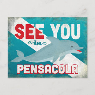Pensacola Dolphin - Retro Vintage Travel Postkarte