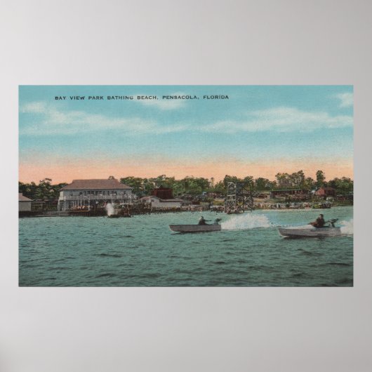 Pensacola, FL - Bay View of Beach w/ Speed Poster (Vorne)