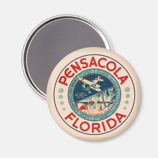 Pensacola FL Vintag Magnet (Vorderseite/Rückseite)