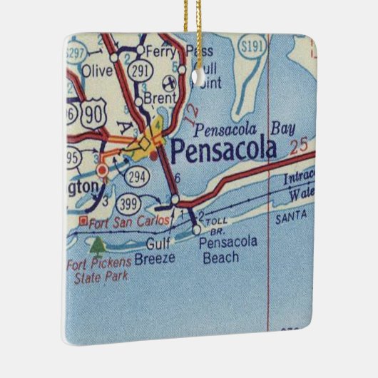 Pensacola FL Vintage Karte Keramikornament (Rechts)