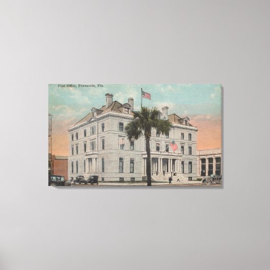 Pensacola, Florida - Außenansicht der Post Leinwanddruck (Vorderseite)