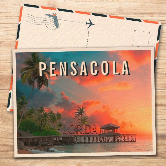 Pensacola Florida Beach Tropical Palm Tree 1950er Postkarte