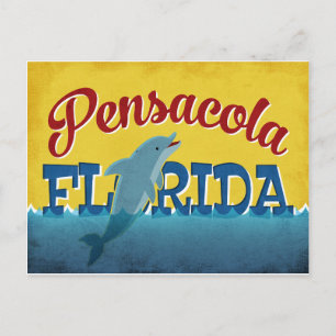 Pensacola Florida Dolphin Retro Vintage Reise Postkarte