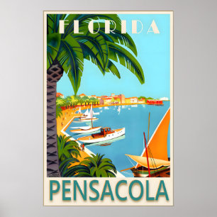Pensacola Florida Escambia County Reiseplakat Poster