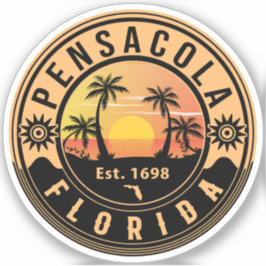 Pensacola Florida tropisches Retro Sunset Souvenir Aufkleber