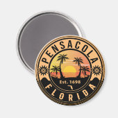 Pensacola Florida tropisches Retro Sunset Souvenir Magnet (Vorderseite/Rückseite)