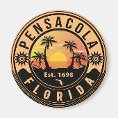Pensacola Florida tropisches Retro Sunset Souvenir Magnet (Vorne)