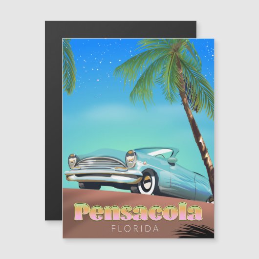 Pensacola, florida Vintages Reiseplakat Magnetkarte (Vorne/Hinten)