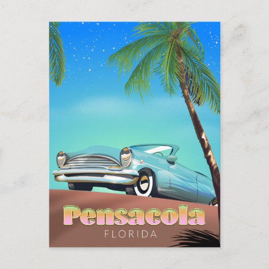 Pensacola, florida Vintages Reiseplakat Postkarte (Vorderseite)