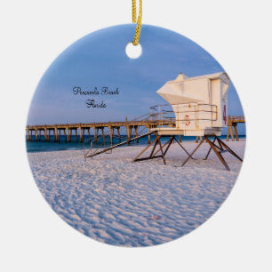 Pensacola Morning Rettungsschwimmer und Pier Keramik Ornament