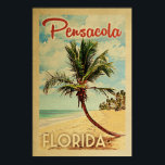 Pensacola Palm Tree Poster<br><div class="desc">Ein einzigartiges Retro Mitte des Jahrhunderts moderne Pensacola Florida Kunstdrucke im Vintage Reiseplakatstil. Es verfügt über eine geschwungene Palme am Sandstrand mit Ozean unter einem blauen bewölkten Himmel.</div>