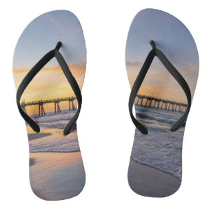Pensacola Pier Shoreline Sunrise Flip Flops Badesandalen