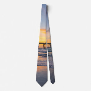 Pensacola Pier Shoreline Sunrise Neck Tie Krawatte