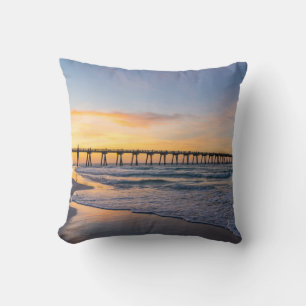 Pensacola Pier Shoreline Sunrise Pillow Kissen
