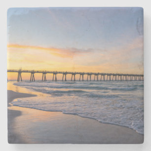 Pensacola Pier Shoreline Sunrise Stone Untersetzer