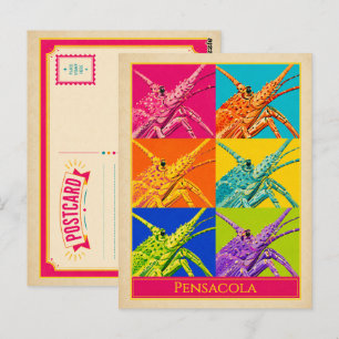 Pensacola-Postkarte Florida-Hummer Vintage-Pop-Art Postkarte