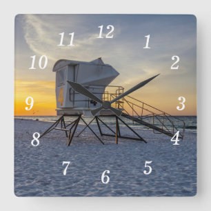 Pensacola Rettungsstation Sunrise Wall Clock Quadratische Wanduhr