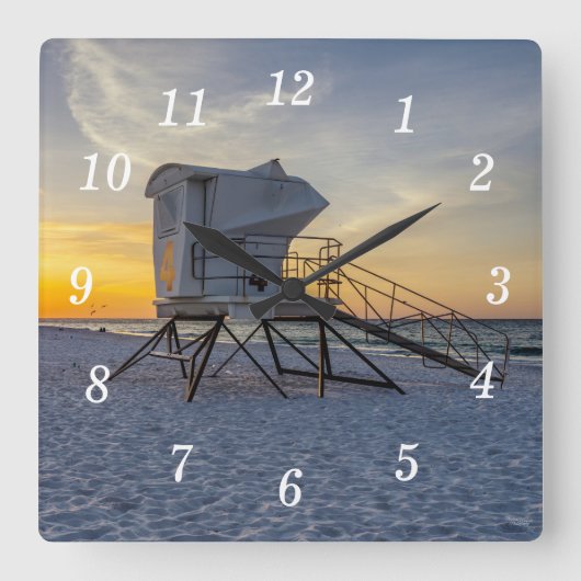 Pensacola Rettungsstation Sunrise Wall Clock Quadratische Wanduhr (Vorderseite)
