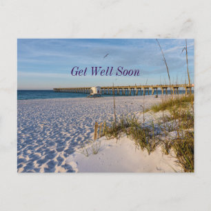 Pensacola Sand Dune Pier Morning Get Well Postcard Postkarte