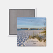 Pensacola Sand Dunes Pier Morning Square Magnet (Vorderseite/Rückseite)