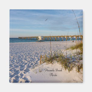 Pensacola Sand Dunes Pier Morning Square Magnet