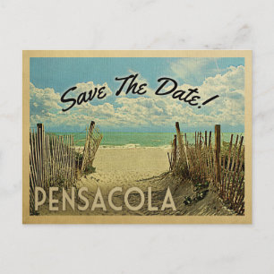 Pensacola Save the Date Vintag Beach Nautic Ankündigungspostkarte