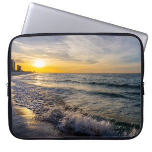 Pensacola Splashing Waves Sunrise Laptop Case