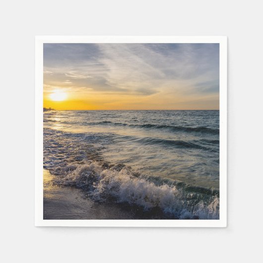 Pensacola Splashing Waves Sunrise Paper Napkin Serviette (Vorderseite)