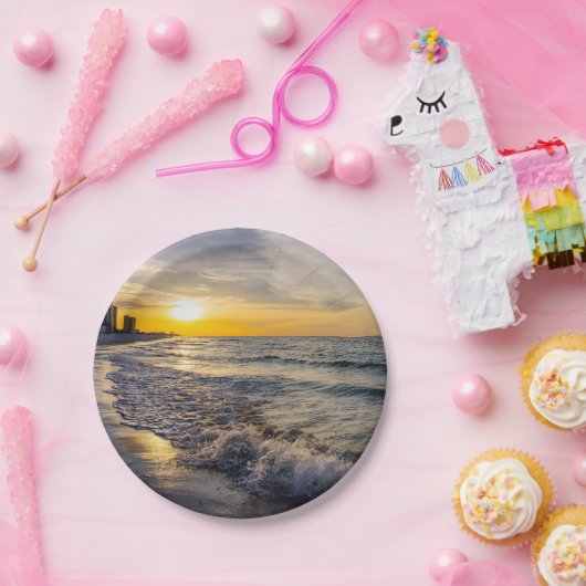 Pensacola Splashing Waves Sunrise Paper Teller (Party)