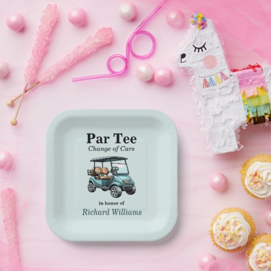 Pension Blue Golf Cart Par T-Shirt Themed Pappteller (Party)