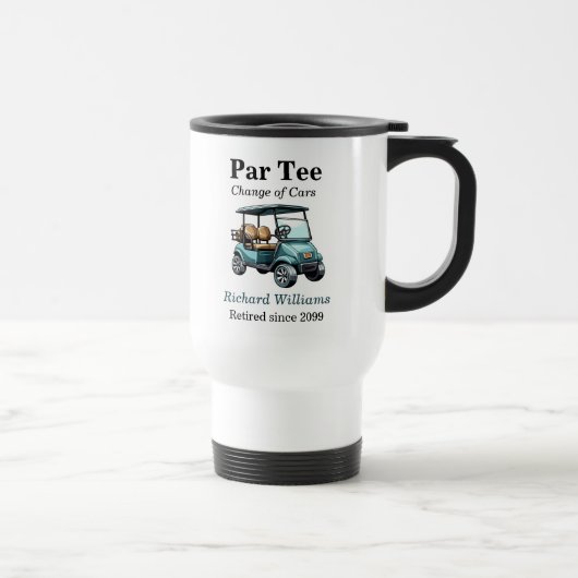 Pension Blue Golf Cart Par T-Shirt Themed Reisebecher (Rechts)