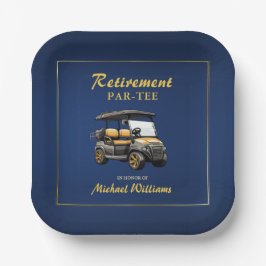 Pension Elegantes Golf Themenwagen Blaues Gold Pappteller