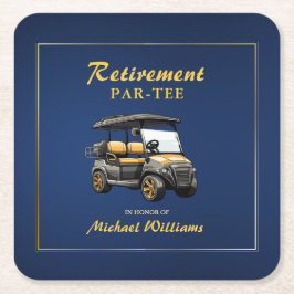 Pension Elegantes Golf Themenwagen Blaues Gold Rechteckiger Pappuntersetzer