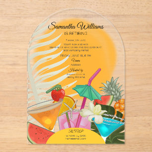 Pension Farewell Tropical Beach Cocktail Party Acryleinladungen
