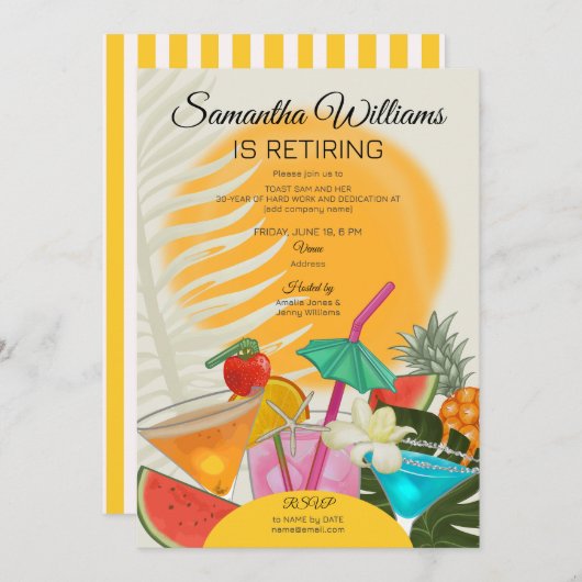 Pension Farewell Tropical Beach Cocktail Party Einladung (Vorne/Hinten)