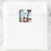 Pension: Hammock am Strand Quadratischer Aufkleber (Tasche)