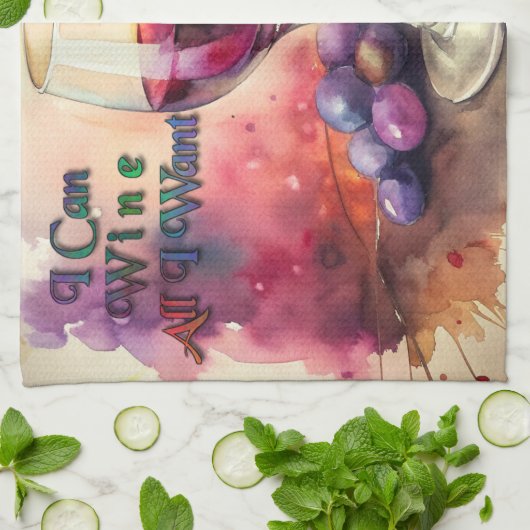 Pension I Can Wine All I Woll Kitchen Handtücher (Gefaltet)