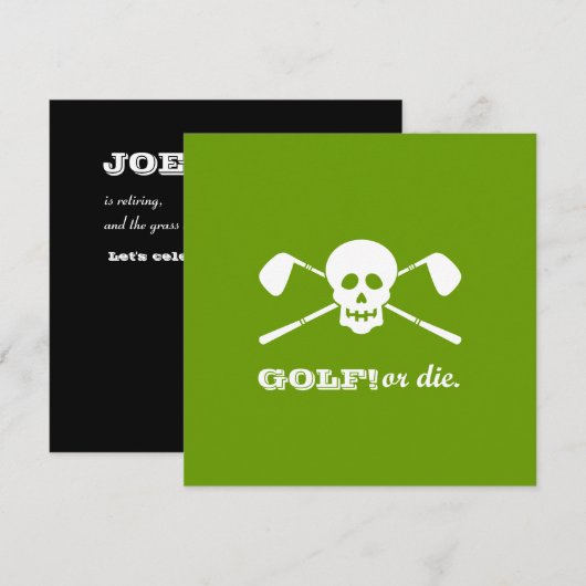 Pension Party - Golf Thema - Golf oder Die! Einladung (Vorne/Hinten)