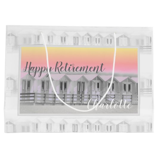 Pension Strandhütten bei Sonnenuntergang große Ges Geschenktüte (Rückseite)