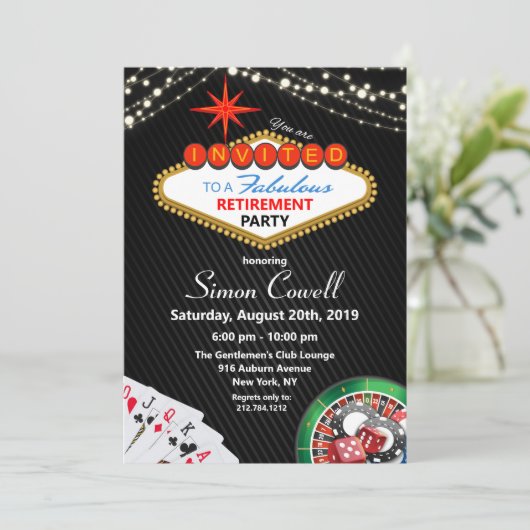 Pension Vegas Casino Einladung (Stehend Vorderseite)