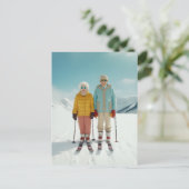 Pensionados auf Ski Postkarte (Stehend Vorderseite)