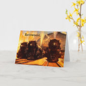 Pensionbahn Metapher Steam On Train Track! Karte (Gelbe Blume)