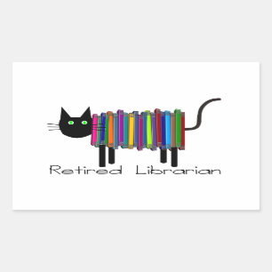 Pensionierte Bibliothekar-Buch-Katzen-Geschenke Rechteckiger Aufkleber