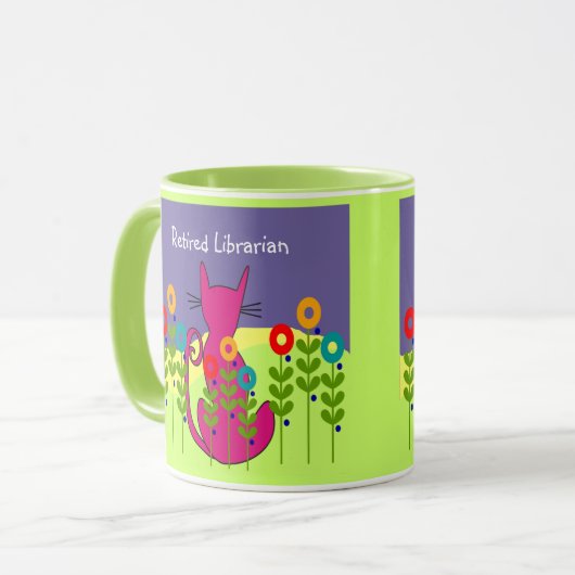 Pensionierte Bibliothekar-Katzen-Tasse Tasse (Vorderseite Links)